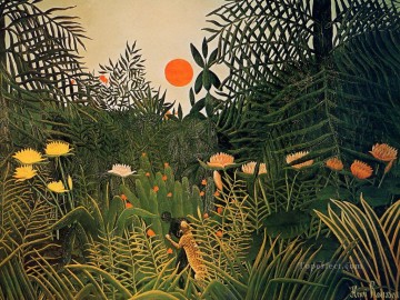 ジャガーに襲われた黒人 1910年 アンリ・ルソー ポスト印象派 素朴原始主義 Oil Paintings